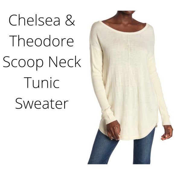 Chelsea & Theodore Tops - Chelsea & Theodore Scoop Neck Tunic Sweater - L